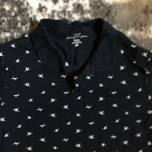 H&M polo button bird shirt